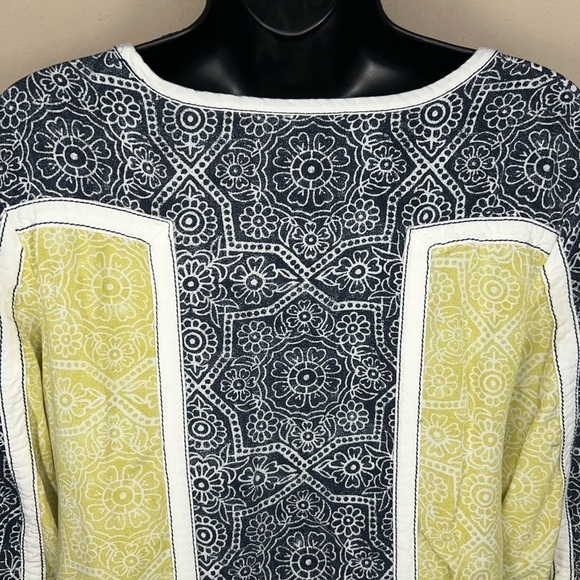 SMALL ANTHROPOLOGIE LILKA TUNIC TOP BOHO GEOMETRIC PRINT KEYHOLE NECKLINE - Picture 5 of 11